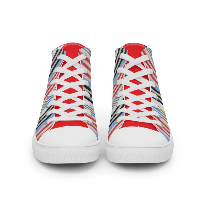 INSPIRATION RAYURES EN RED Women’s high top canvas shoes