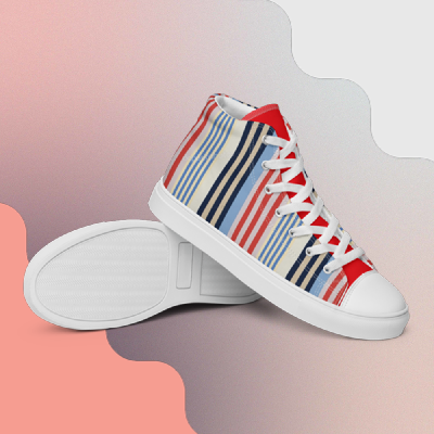 INSPIRATION RAYURES EN RED Women’s high top canvas shoes