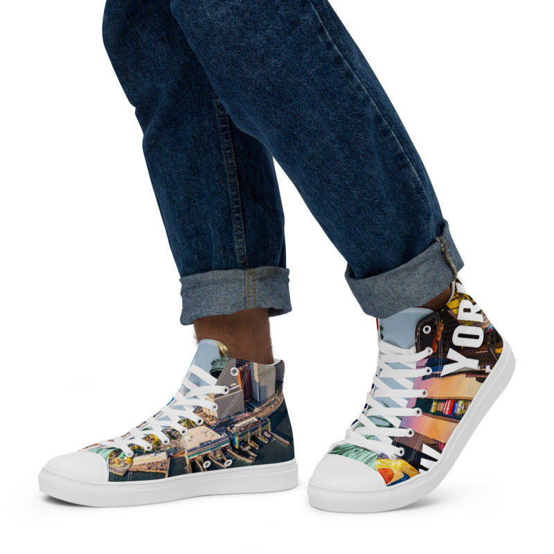 LINE OF WORLD CITIES NYC Men’s high top canvas shoes