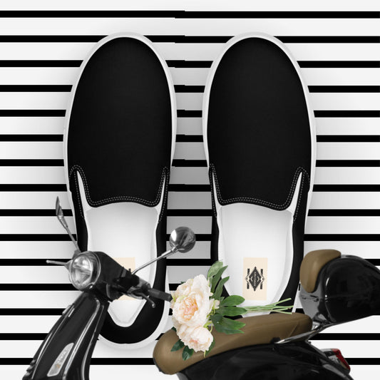 CLASSIC LINE  BLACK Women’s slip-on canvas shoes